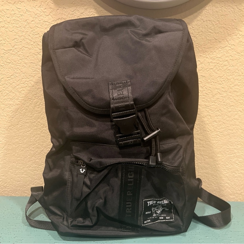 True Religion Nylon Drawstring Black Men's Backpack